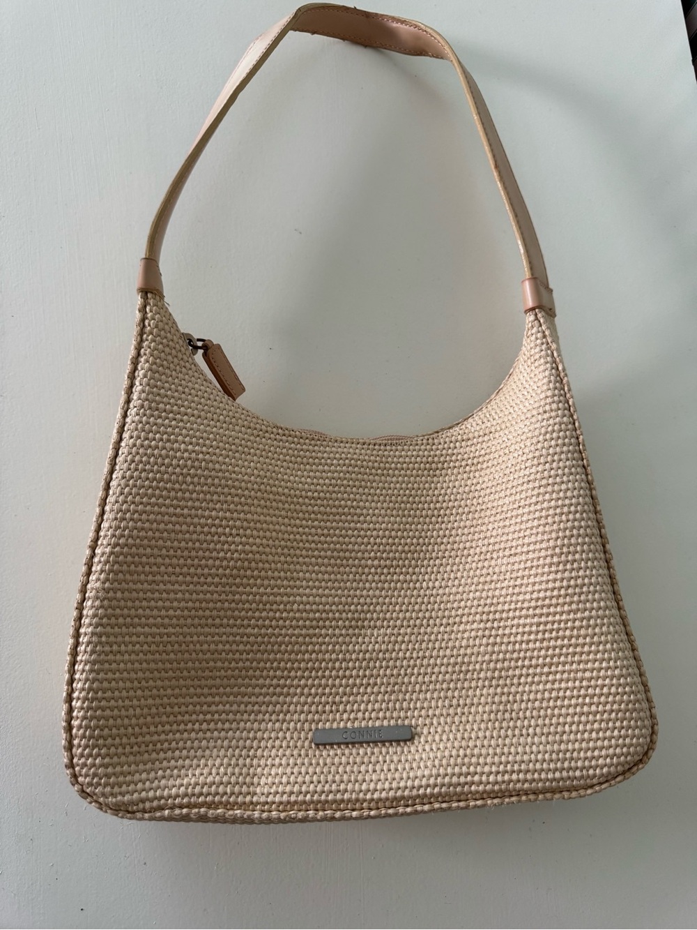 Connie Beige Woven Shoulder Bag